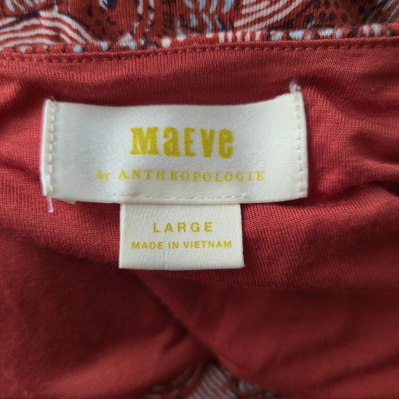 MAEVE (Anthropologie) Yvette Ruched Dress Women Geometric Design Rust Sz Large - Picture 11 of 13